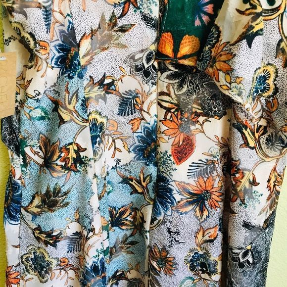 Rachel Rachel Roy Ruffle V Neck Asymmetrical Floral Maxi Dress - Picture 9 of 11